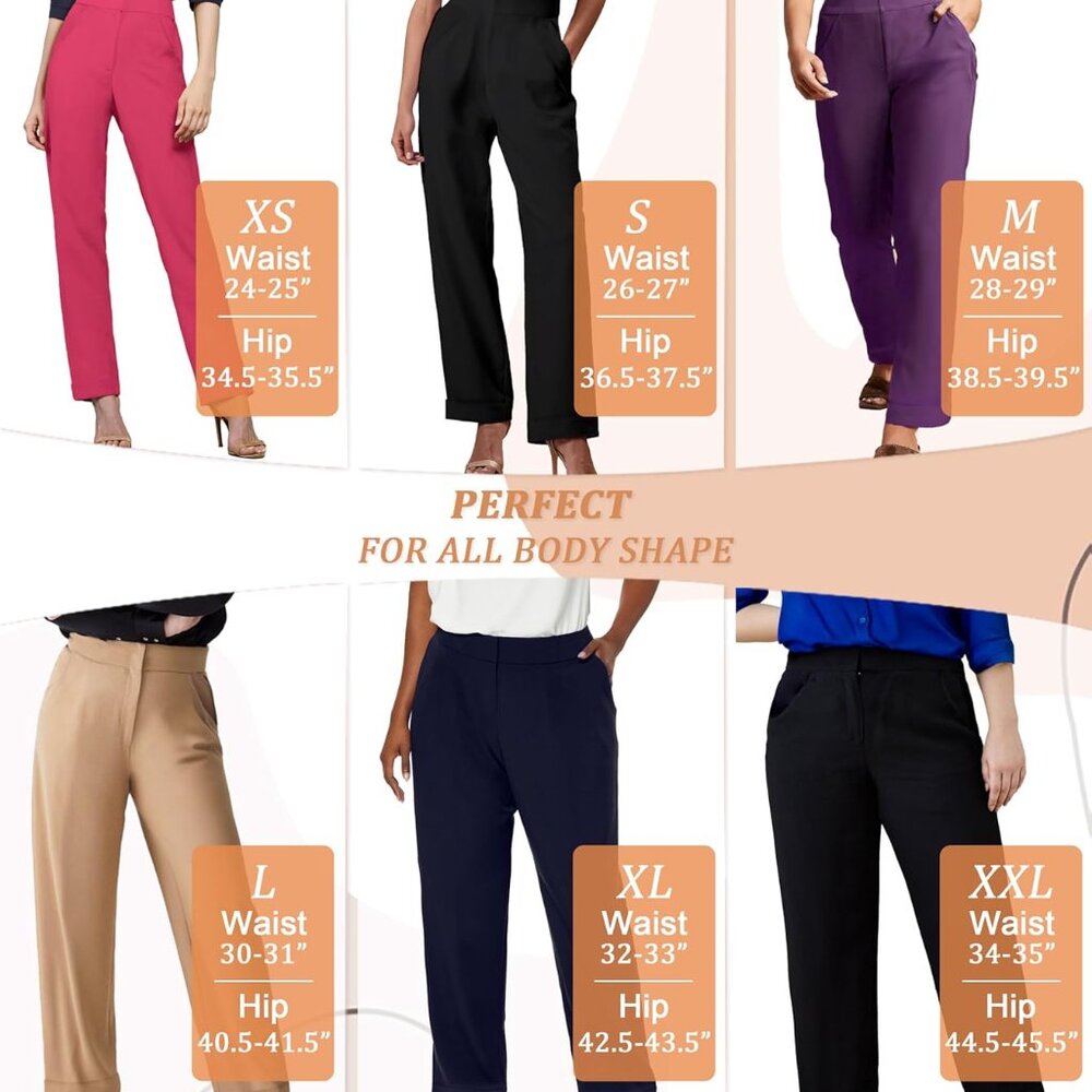 Women's High Waist Lightweight Solid Long Pants E… - image 4